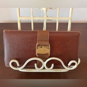 Salvatore Ferragamo Brown Leather Snap Wallet, Authentic